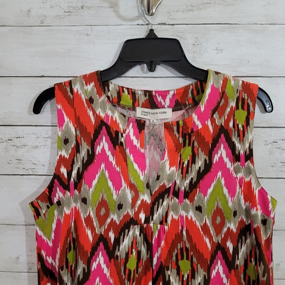 NWT Jones New York MOD 60s Style Colorful Print Sleeveless Shift Dress Sz Medium - Picture 6 of 9